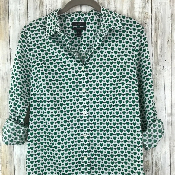 J. Crew Perfect Button Down Shirt in Honeypie Print (size 2) - Picture 2 of 13